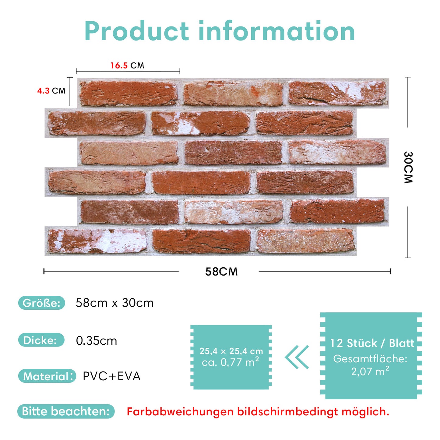 3D Wandpaneele Großformat Ziegeloptik Rostorange Selbstklebend