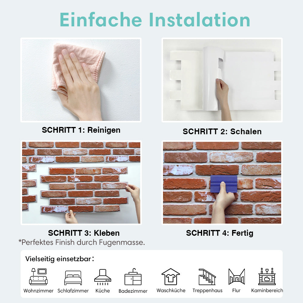 3D Wandpaneele Großformat Ziegeloptik Rostorange Selbstklebend