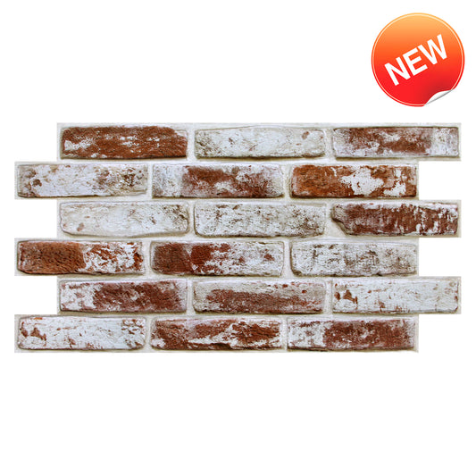 3D Wandpaneele Großformat – Rote Whitewash-Ziegeloptik Selbstklebend