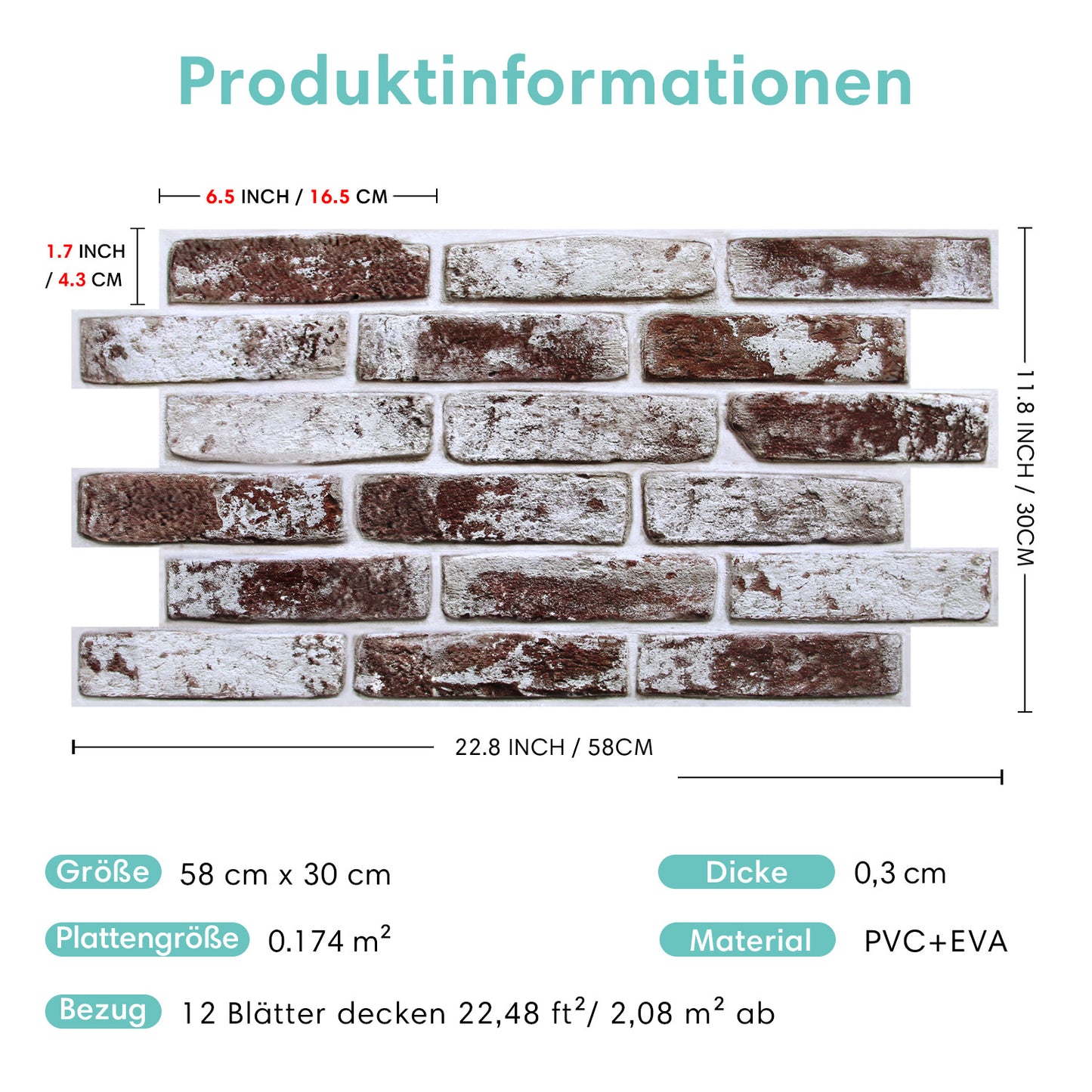 3D Wandpaneele Großformat – Kaffeebraune Ziegeloptik Selbstklebend