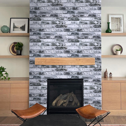 3D Wandpaneele Großformat – Graue Whitewash-Ziegeloptik Selbstklebend