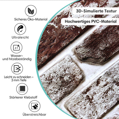 3D Wandpaneele Großformat – Kaffeebraune Ziegeloptik Selbstklebend