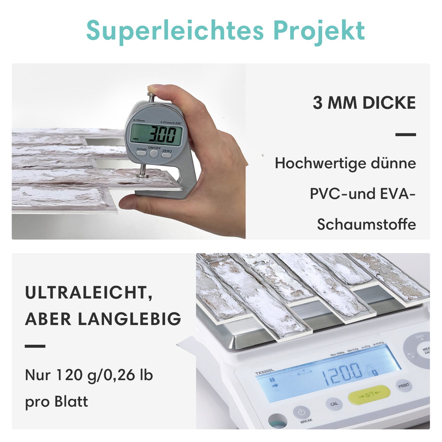 3D Wandpaneele Großformat – Rustikale Whitewash Ziegeloptik Selbstklebend