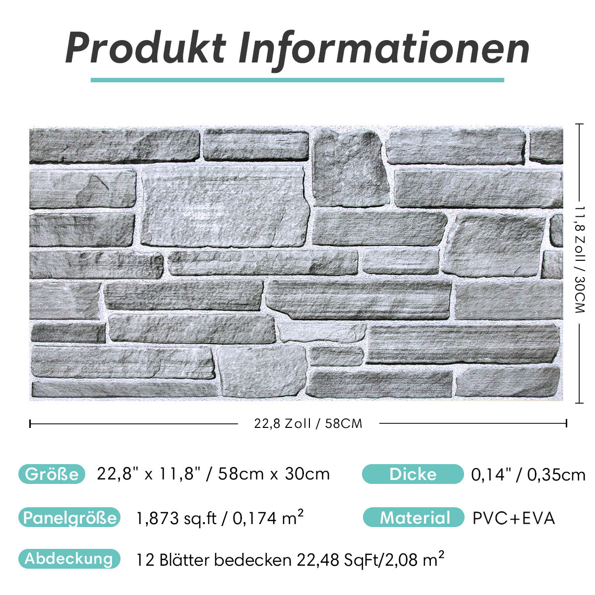 3D Wandpaneele Großformat – Graue Steinoptik Selbstklebend
