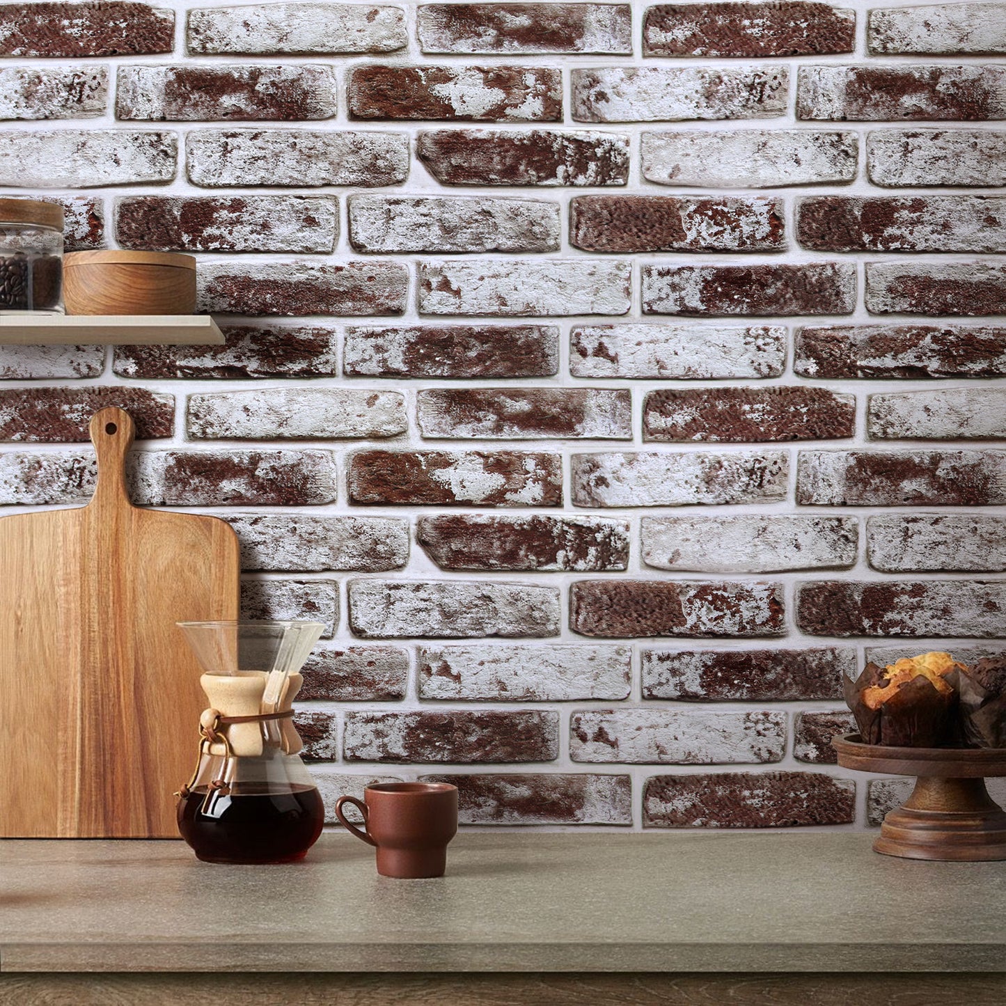 3D Wandpaneele Großformat – Kaffeebraune Ziegeloptik Selbstklebend