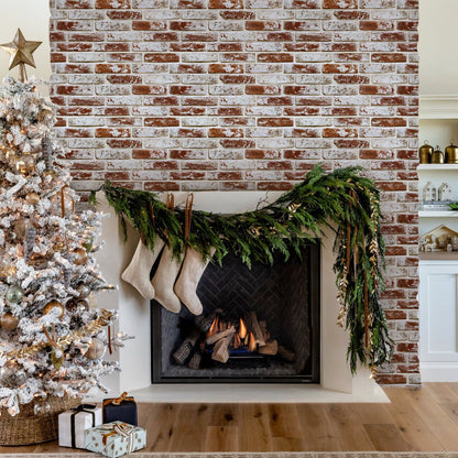 3D Wandpaneele Großformat – Rote Whitewash-Ziegeloptik Selbstklebend