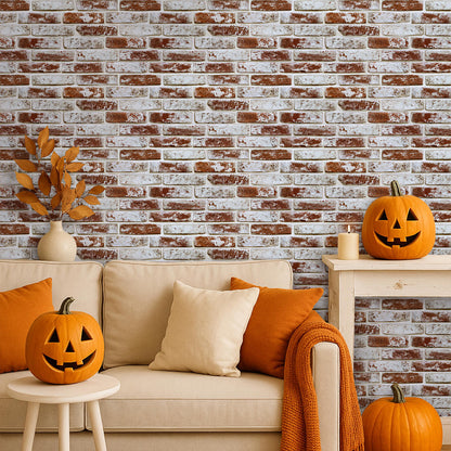 3D Wandpaneele Großformat – Rote Whitewash-Ziegeloptik Selbstklebend