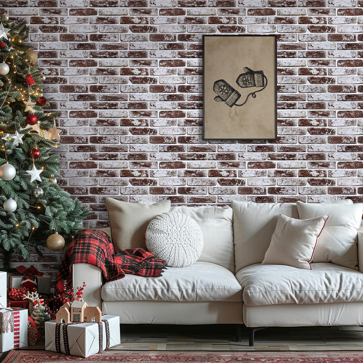 3D Wandpaneele Großformat – Kaffeebraune Ziegeloptik Selbstklebend