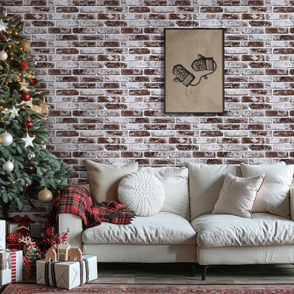 3D Wandpaneele Großformat – Kaffeebraune Ziegeloptik Selbstklebend