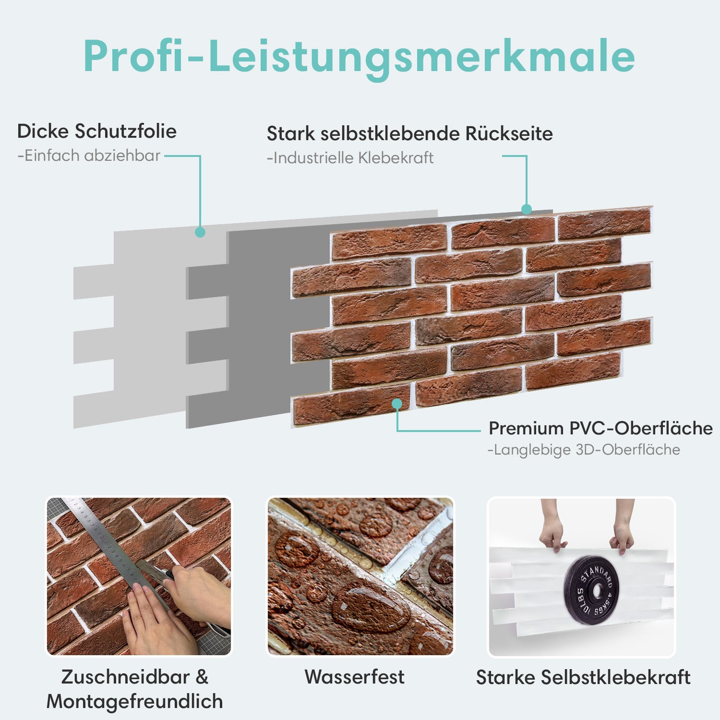 3D Wandpaneele Großformat – Rote Ziegeloptik Selbstklebend