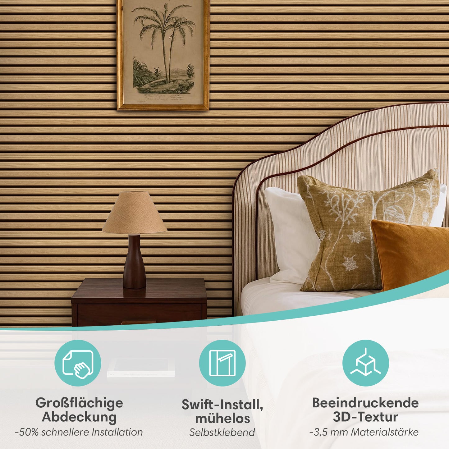 3D Wandpaneele Holzoptik Lamellen Selbstklebend Großformat
