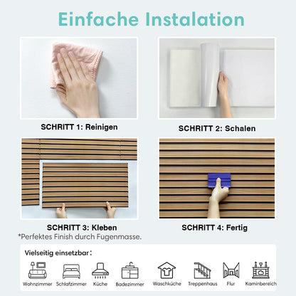 3D Wandpaneele Holzoptik Lamellen Selbstklebend Großformat