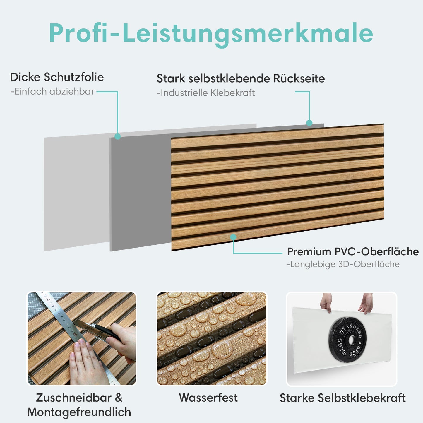3D Wandpaneele Holzoptik Lamellen Selbstklebend Großformat