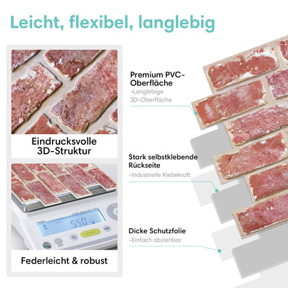 3D Wandpaneele Selbstklebend – Alte Rote Rustikale Ziegeloptik