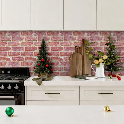 3D Wandpaneele Selbstklebend – Alte Rote Rustikale Ziegeloptik