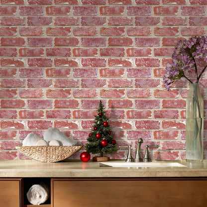 3D Wandpaneele Selbstklebend – Alte Rote Rustikale Ziegeloptik