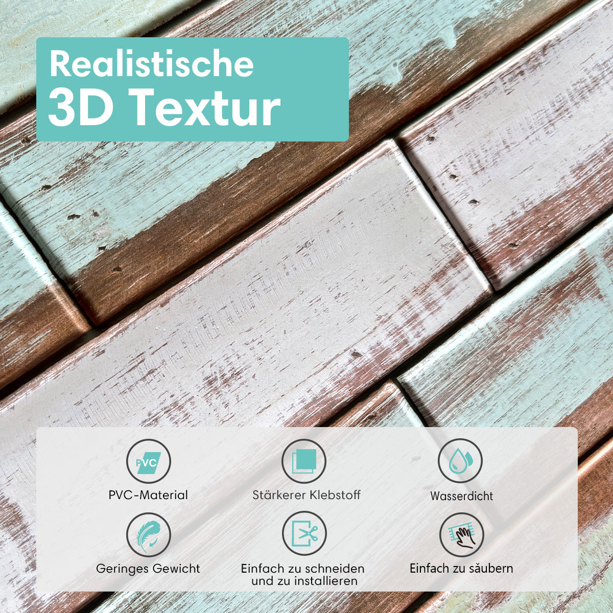 3D Wandpaneele Selbstklebend – Vintage Grün Holzoptik