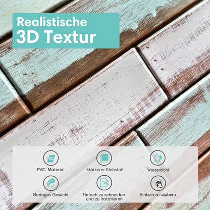 3D Wandpaneele Selbstklebend – Vintage Grün Holzoptik