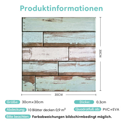 3D Wandpaneele Selbstklebend – Vintage Grün Holzoptik
