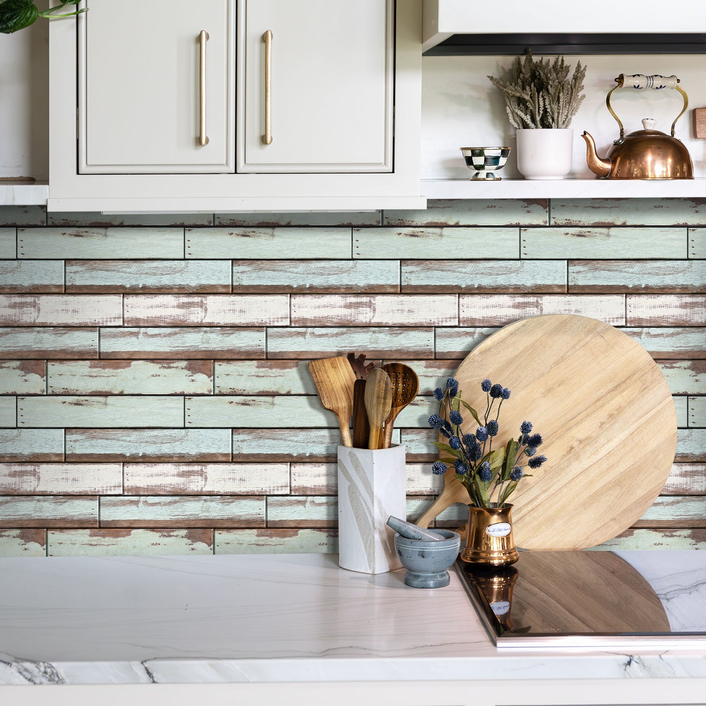 3D Wandpaneele Selbstklebend – Vintage Grün Holzoptik