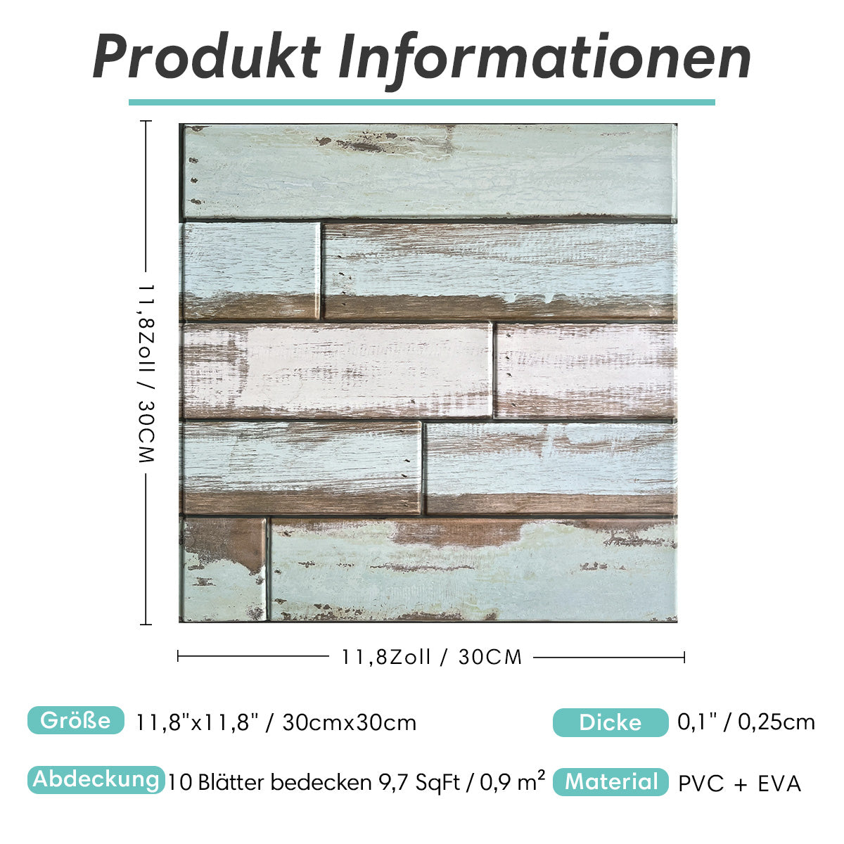 3D Wandpaneele Selbstklebend – Vintage Grün Holzoptik