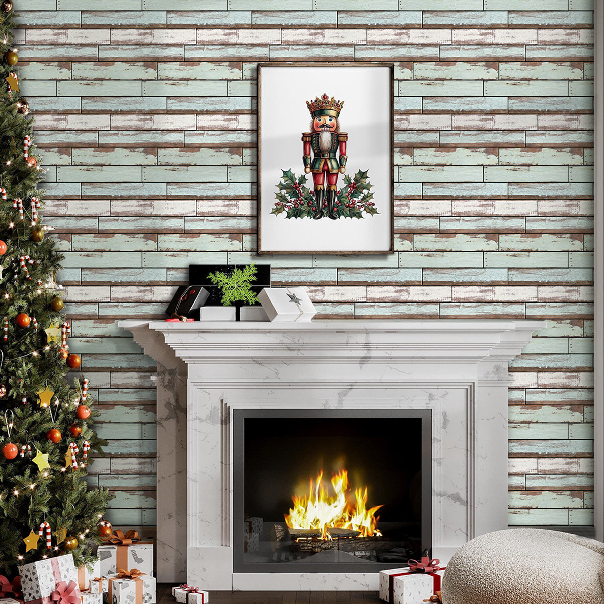 3D Wandpaneele Selbstklebend – Vintage Grün Holzoptik