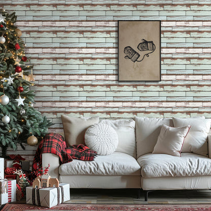 3D Wandpaneele Selbstklebend – Vintage Grün Holzoptik