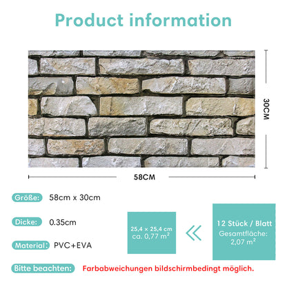 3D Wandpaneele Steinoptik Drystack Selbstklebend Großformat
