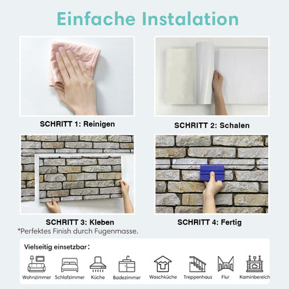 3D Wandpaneele Steinoptik Drystack Selbstklebend Großformat