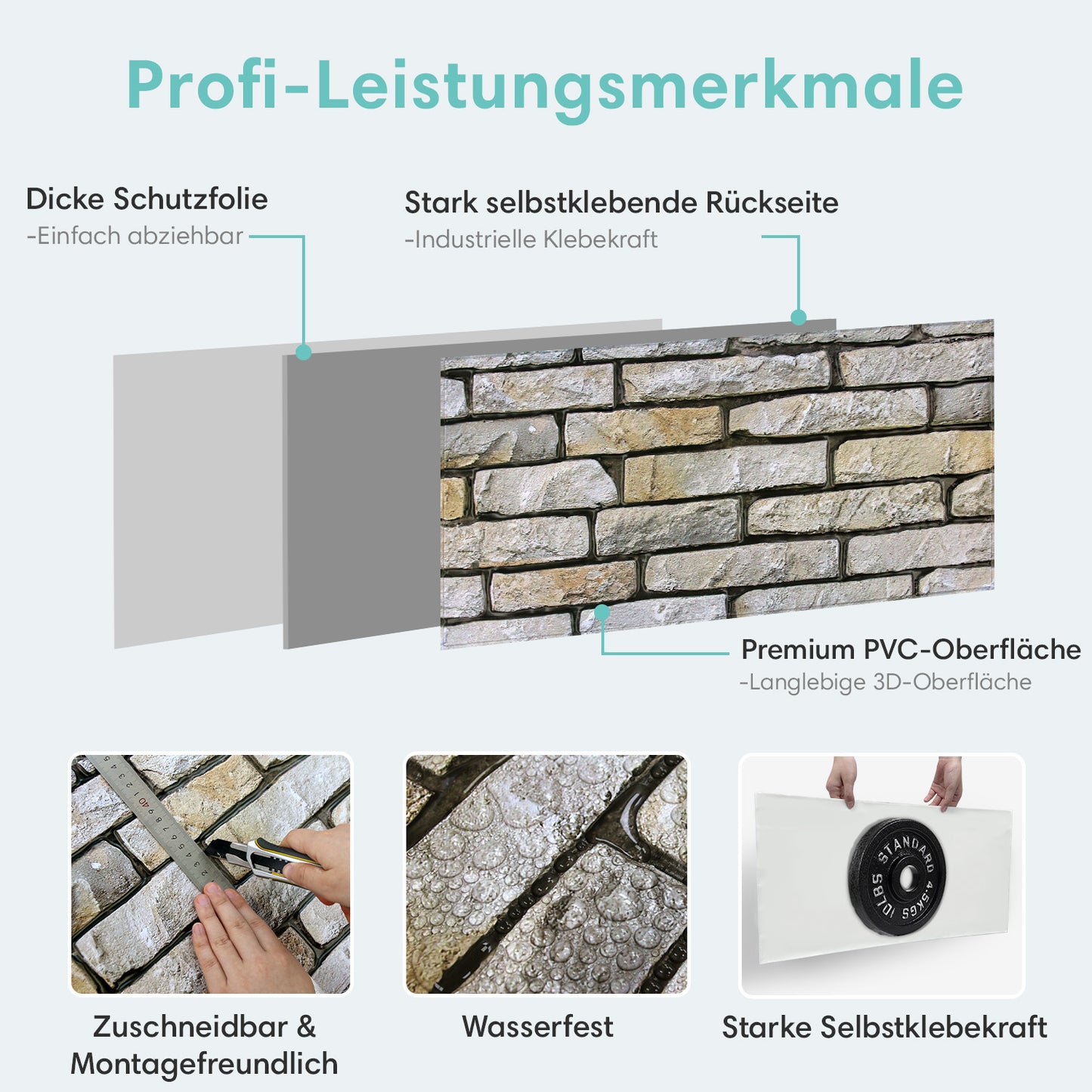 3D Wandpaneele Steinoptik Drystack Selbstklebend Großformat