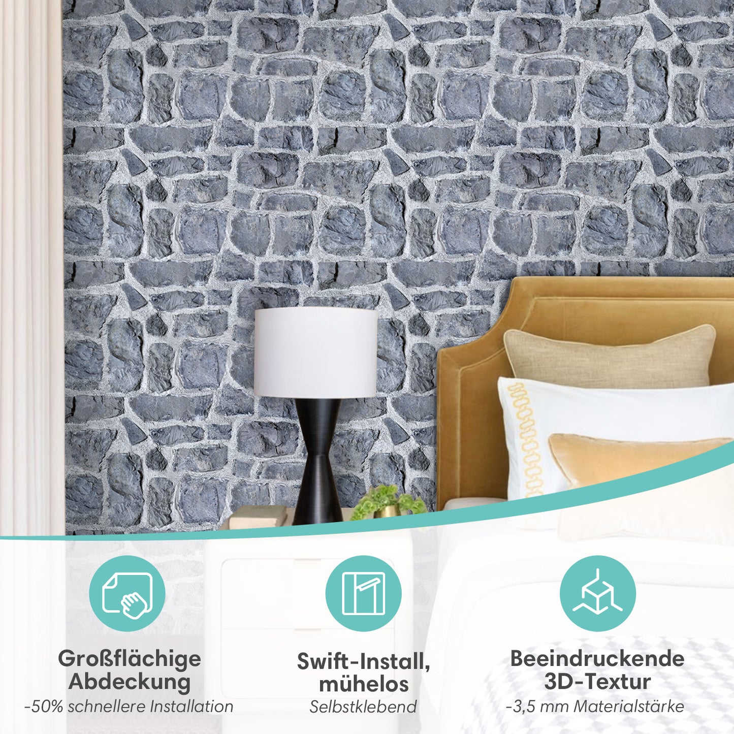 3D Wandpaneele Steinoptik Retro Selbstklebend Großformat