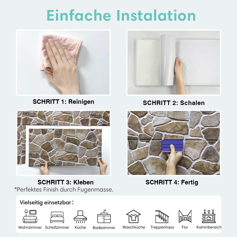 3D Wandpaneele Steinoptik Rustikal Selbstklebend Großformat