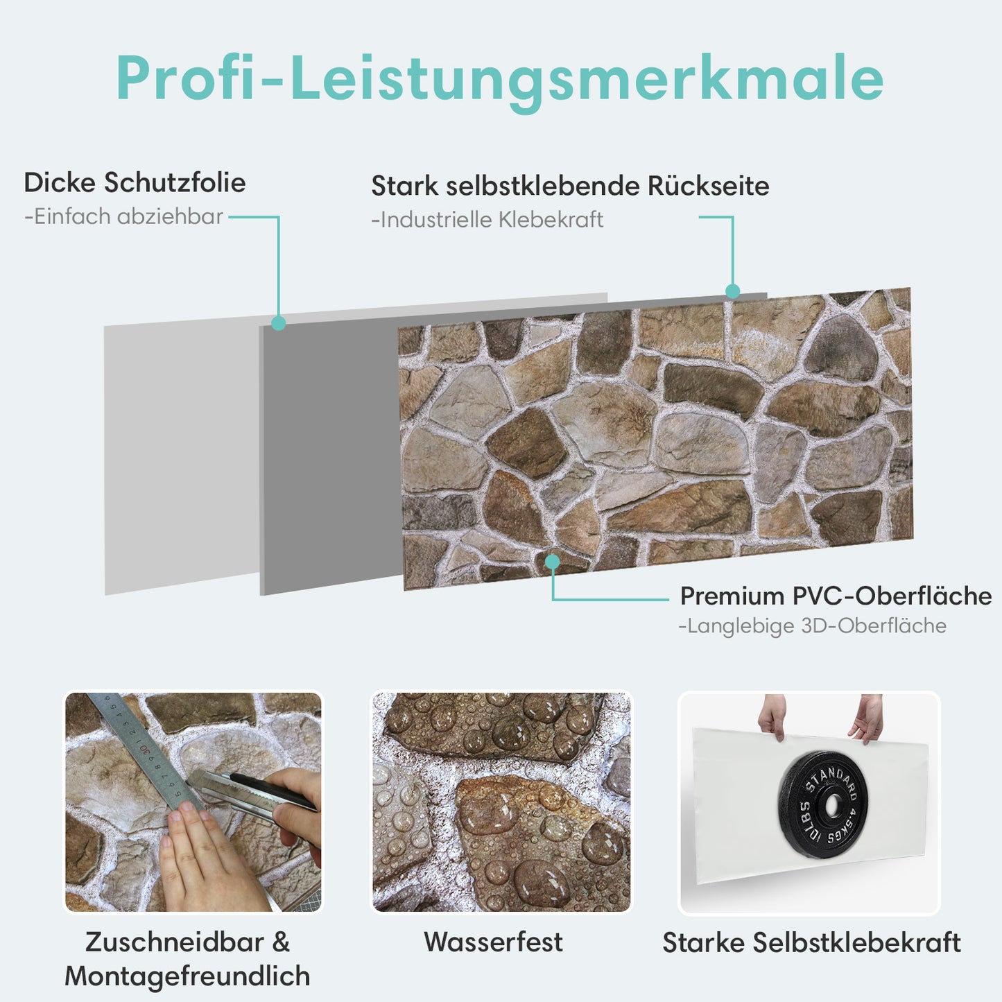3D Wandpaneele Steinoptik Rustikal Selbstklebend Großformat