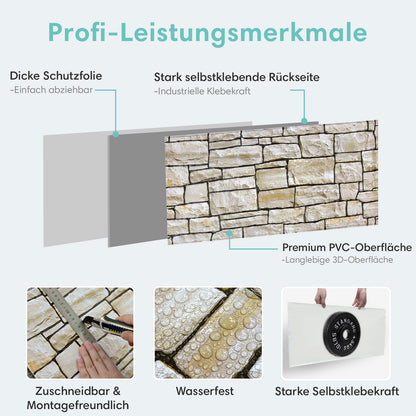 3D Wandpaneele Steinoptik Stacked Stone Selbstklebend Großformat