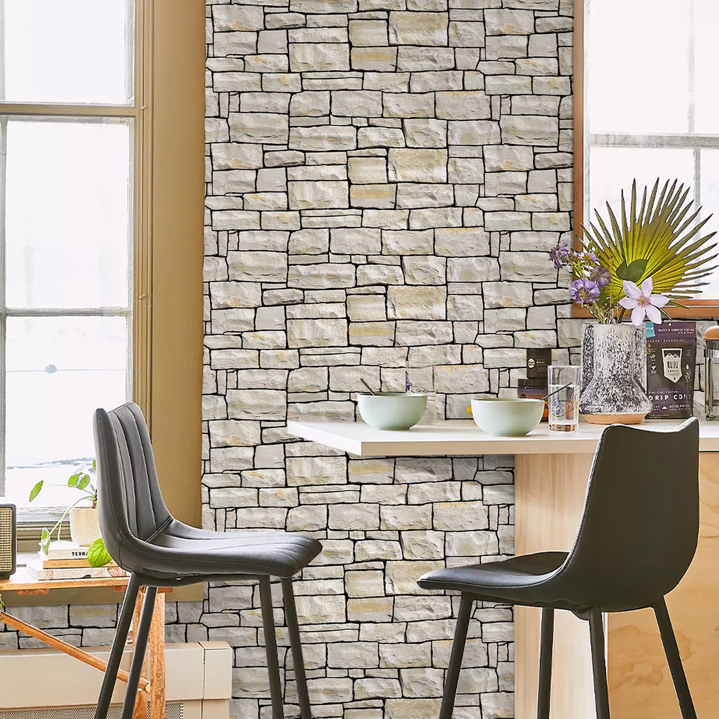 3D Wandpaneele Steinoptik Stacked Stone Selbstklebend Großformat