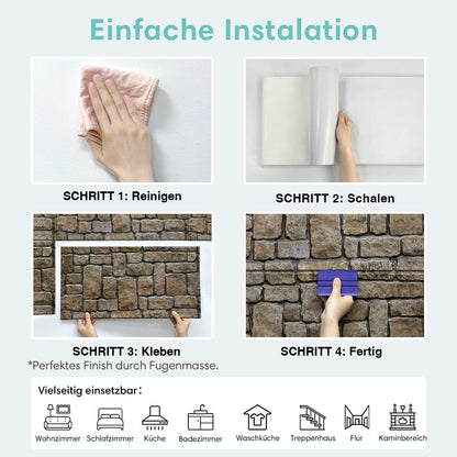 3D Wandpaneele Steinoptik Verwittert Selbstklebend Großformat
