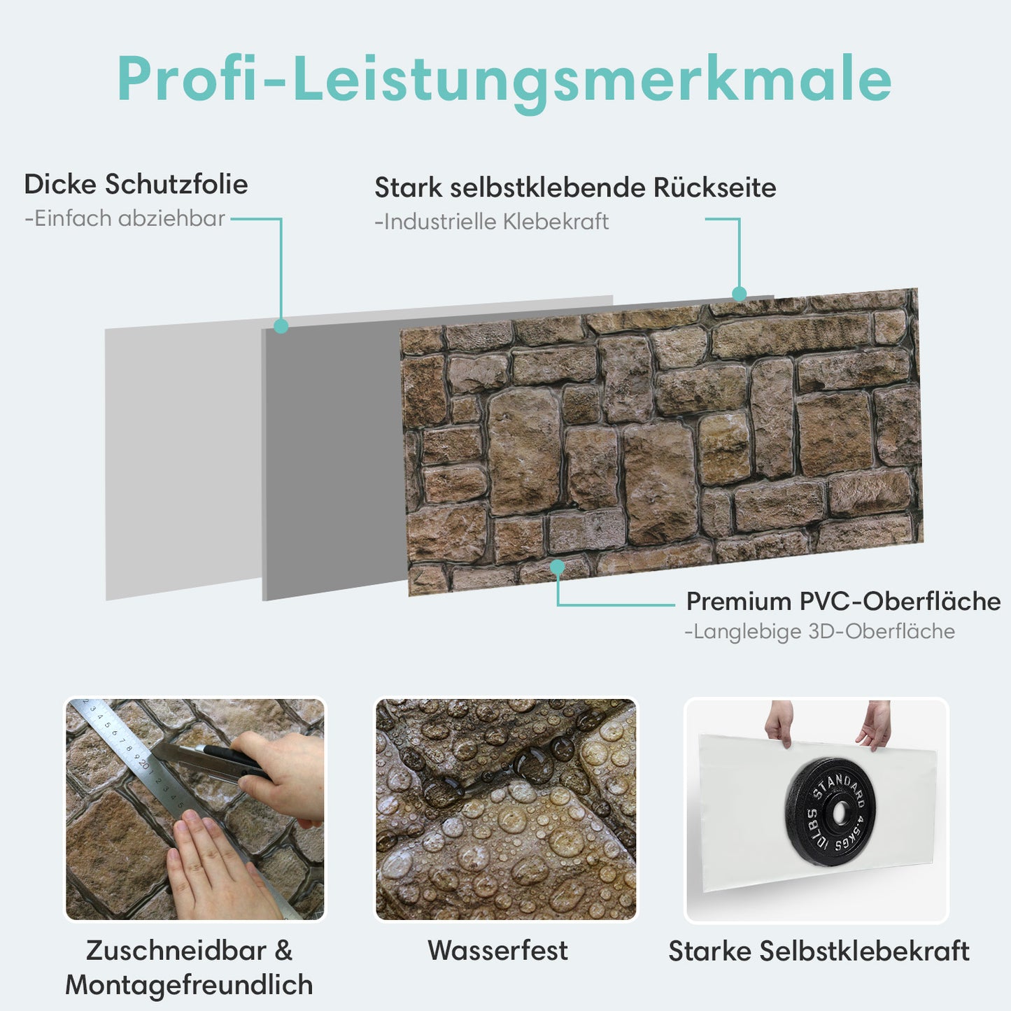 3D Wandpaneele Steinoptik Verwittert Selbstklebend Großformat