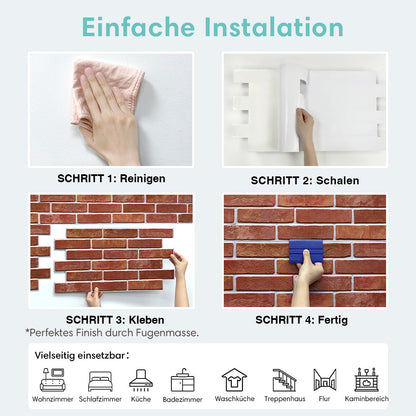3D Wandpaneele Ziegeloptik Kupferfarben Selbstklebend Großformat