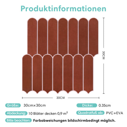 3D Wandpaneele selbstklebend Fischschuppen Rot