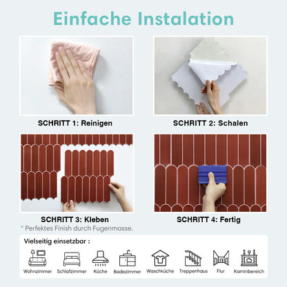 3D Wandpaneele selbstklebend Fischschuppen Rot