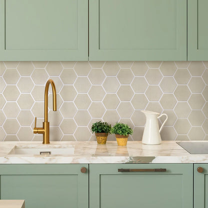 3D Wandpaneele selbstklebend Hexagon Creme