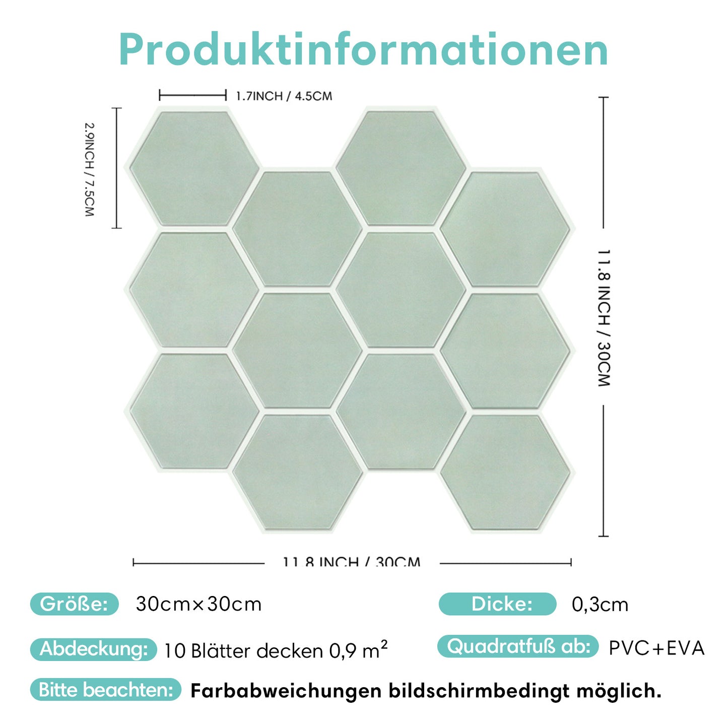 3D Wandpaneele selbstklebend Hexagon Salbeigrün
