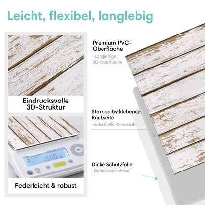 3D Wandpaneele selbstklebend Holzoptik Shabby Chic