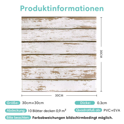 3D Wandpaneele selbstklebend Holzoptik Shabby Chic