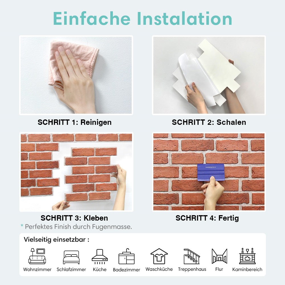 3D Wandpaneele selbstklebend Klassische Rote Ziegeloptik
