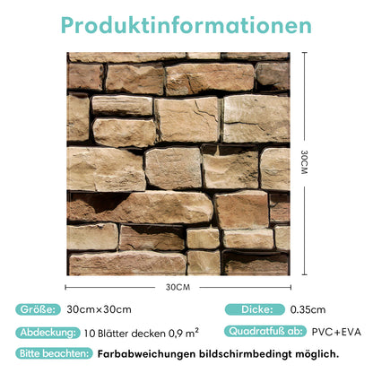 3D Wandpaneele selbstklebend Naturstein Optik Rustikal