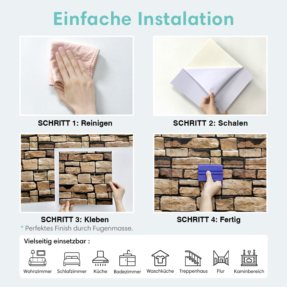 3D Wandpaneele selbstklebend Naturstein Optik Rustikal