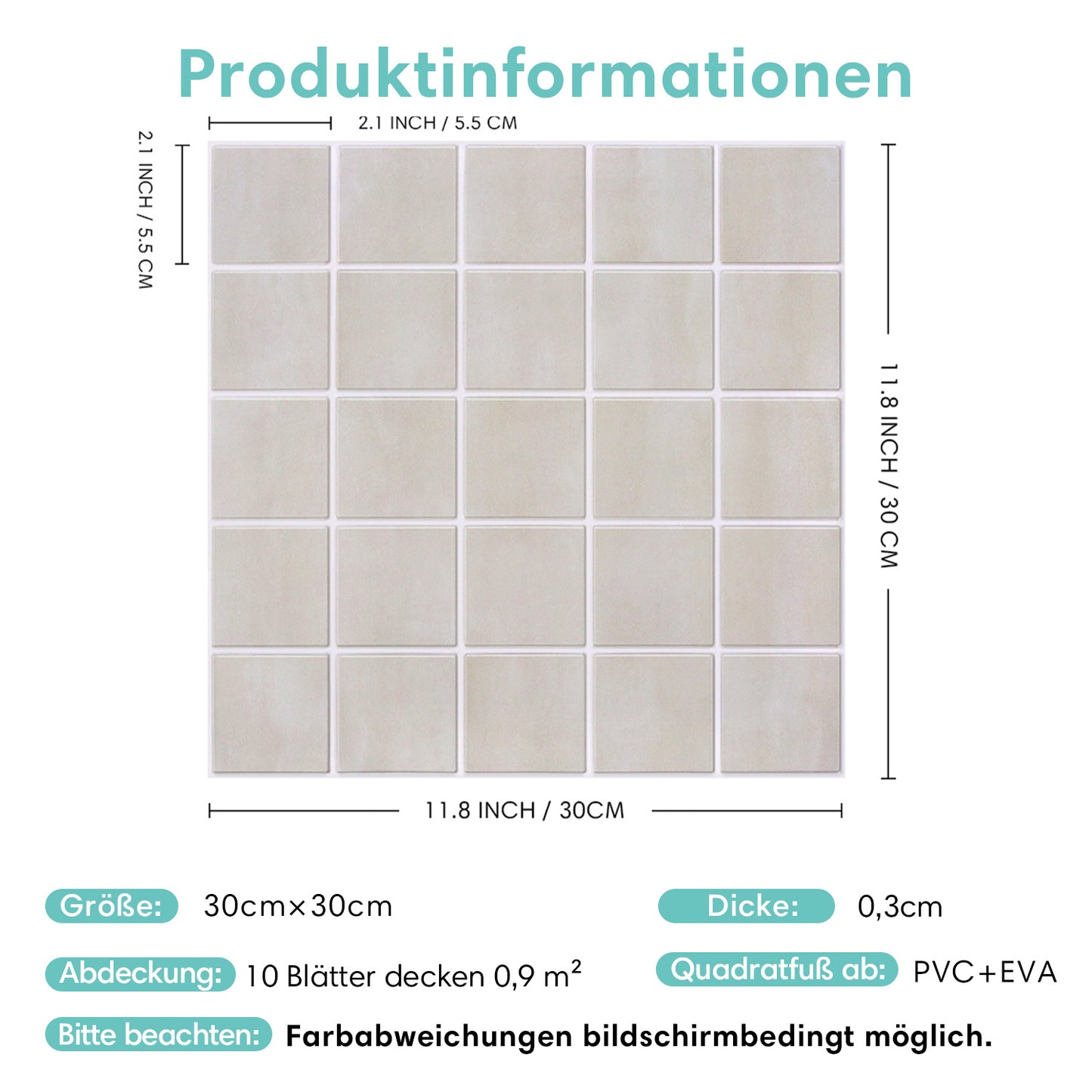 3D Wandpaneele selbstklebend Quadratisch Beige