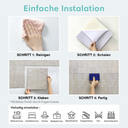 3D Wandpaneele selbstklebend Quadratisch Beige