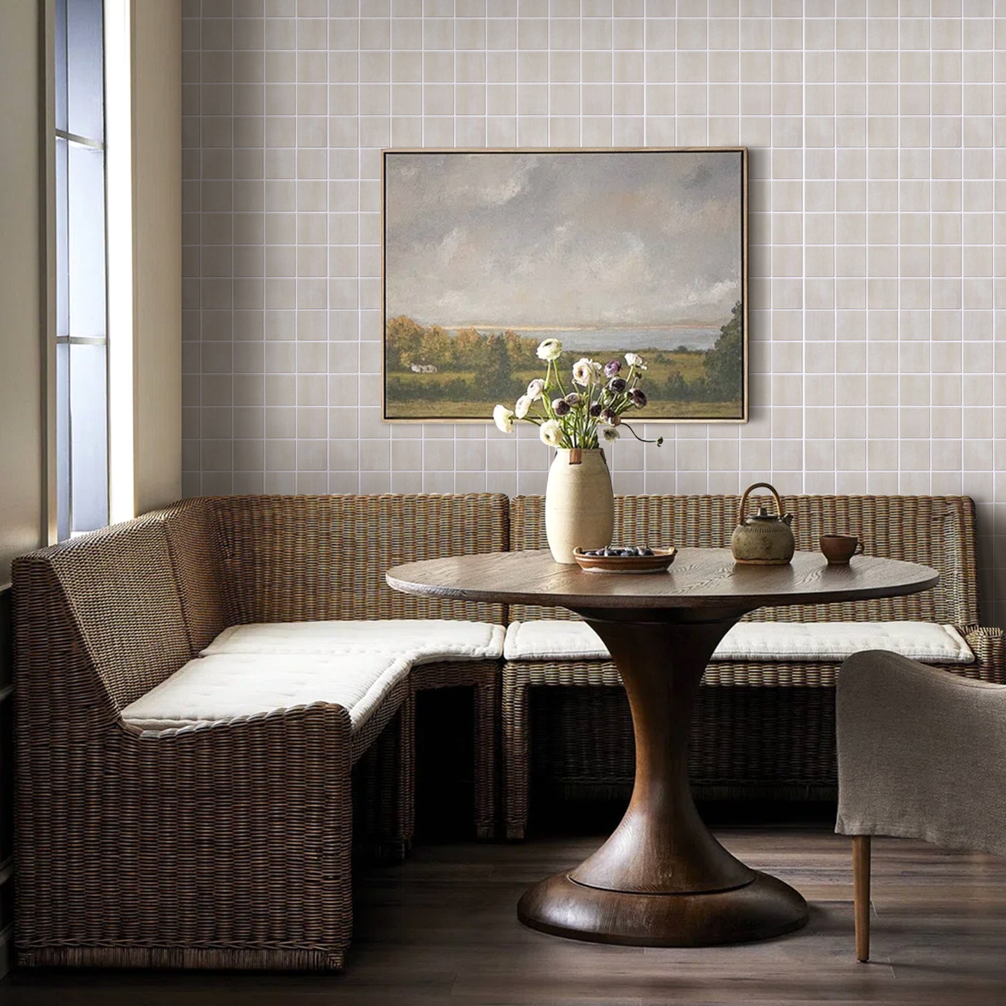 3D Wandpaneele selbstklebend Quadratisch Beige